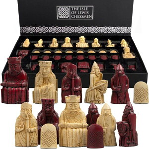�`�F�X�Z�b�g The Isle of Lewis Chessmen - Regency Chess Official Lewis Chess Set - RED Edition - 4 Queens �y���s�A���i�z