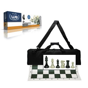 `FXZbg WE Games Premium Tournament Chess Set with Deluxe Black Canvas Bag, Super Weighted Staunton Chess Pieces - 4 Inch King ysAiz