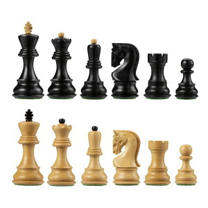 `FXZbg Bobby Fischer Zagreb Ebonized & Boxwood Chess Set with 3.75 in. King ? Premium Weighted Wooden Chess Pieces Only, European Staunton Chess Set, Luxury Chess Set & Tournament Chess Set for Adults ysAiz
