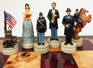 �`�F�X�Z�b�g US American Civil War Queens Set of Chess Men Pieces Hand Painted - NO Board �y���s�A���i�z