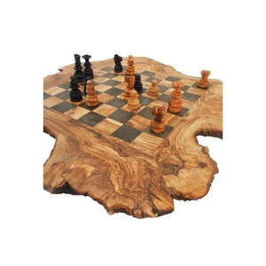 `FXZbg Rustic Olive Wooden Live Edge Chess Set Handmade (Ireegular Size 14") ysAiz