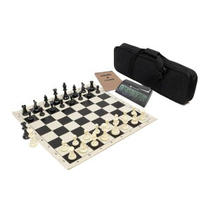 �`�F�X�Z�b�g Wholesale Chess Triple Weighted Complete Tournament Chess Set with Scorebook & Chess Clock (Black) �y���s�A���i�z