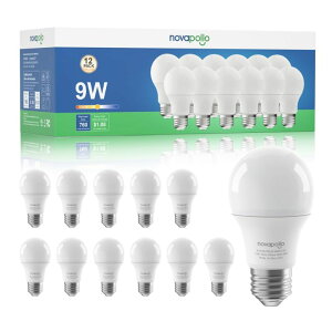 Tt@B safavieh e[uv Tt@r Tt@BA novapollo A19 LED Light Bulbs,60 Watt Equivalent LED Bulbs,Daylight White 5000K LED Lights for Bedroom,760LM Non-Dimmable,9W E26 LED Lights,12-Pack ysAiz