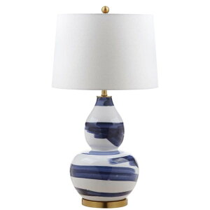 �T�t�@���B�� safavieh �e�[�u�������v �T�t�@�r�� �T�t�@���B�A SAFAVIEH Lighting Collection Aileen Abstract Blue/ Gold Brushstroke 33-inch Bedroom Living Room Home Office Desk Nightstand Table Lamp (LED Bulb Included) �y���s�A��