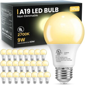 Tt@B safavieh e[uv Tt@r Tt@BA VOLIVO 24 Pack LED Light Bulbs, 60 Watt Equivalent A19 LED Bulb, Soft White 2700K, 9W E26 Standard Base, UL Listed 800 Lumens 120V, Non-Dimmable, Energy Saving Lightbulbs 
