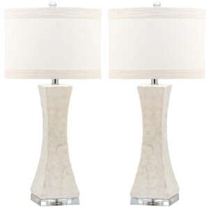 Tt@B safavieh e[uv Tt@r Tt@BA SAFAVIEH Lighting Collection Shelley White Concave 31-inch Table Lamp Set of 2 with USB Charging Port (LED Bulbs Included) ysAiz