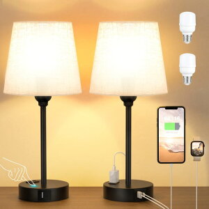 Tt@B safavieh e[uv Tt@r Tt@BA Mini Bedside Lamps for Bedrooms Set of 2 - Nightstand Bedroom Lamps with USB C Port and AC Outlet Charging, Dimmable Touch Small Bed Side Table Lamp, Black Night Stand Li 