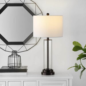 �T�t�@���B�� safavieh �e�[�u�������v �T�t�@�r�� �T�t�@���B�A SAFAVIEH Lighting Collection Cassian Modern Contemporary Farmhouse Clear Glass 26-inch Bedroom Living Room Home Office Desk Nightstand Table Lamp (LED Bulb Included) �y