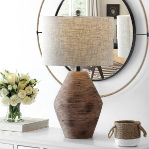 �T�t�@���B�� safavieh �e�[�u�������v �T�t�@�r�� �T�t�@���B�A SAFAVIEH Lighting Collection Detris Modern Rustic Farmhouse Brown 26-inch Bedroom Living Room Home Office Desk Nightstand Table Lamp (LED Bulb Included) �y���s�A���i