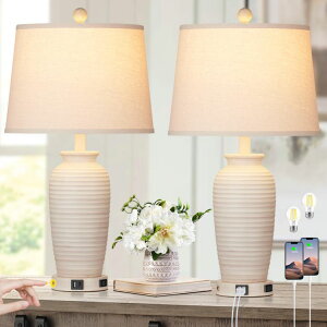 �T�t�@���B�� safavieh �e�[�u�������v �T�t�@�r�� �T�t�@���B�A CINSARY 24.3 Farmhouse Jar Table Lamps Set of 2, 3 Way Touch Control Rustic Bedside Lamps with USB A+C Ports & AC Outlet, Pot Nightstand Lamps for Bedroom Living Room (L 