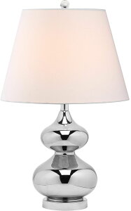 �T�t�@���B�� safavieh �e�[�u�������v �T�t�@�r�� �T�t�@���B�A SAFAVIEH Lighting Collection Eva Modern Contemporary Silver Double Gourd Glass 24-inch Bedroom Living Room Home Office Desk Nightstand Table Lamp (LED Bulbs Included) �y