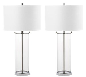 �T�t�@���B�� safavieh �e�[�u�������v �T�t�@�r�� �T�t�@���B�A SAFAVIEH Lighting Collection Velma Modern Contemporary Clear Glass Pull Chain 31-inch Bedroom Living Room Home Office Desk Nightstand Table Lamp Set of 2 (LED Bulbs Inclu 