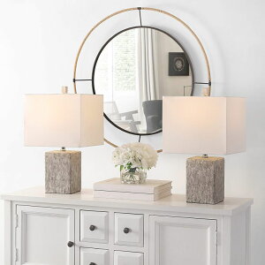 �T�t�@���B�� safavieh �e�[�u�������v �T�t�@�r�� �T�t�@���B�A SAFAVIEH Lighting Collection Jaxon Modern Farmhouse Grey Ceramic 21-inch Bedroom Living Room Home Office Desk Nightstand Table Lamp Set of 2 (LED Bulbs Included) �y���s