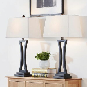 Tt@B safavieh e[uv Tt@r Tt@BA Maxax Modern Table Lamps Set of 2 for Living Room, 3-Way Dimmable Bedside Lamps with White Rectangular Shade, 30.75'' Tall Nightstand Lamp for Bedroom, Office, Entryway(B 