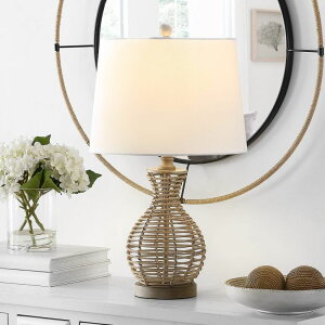 �T�t�@���B�� safavieh �e�[�u�������v �T�t�@�r�� �T�t�@���B�A SAFAVIEH Lighting Collection Flora Farmhouse Rustic Coastal Natural Seagrass 24-inch Bedroom Living Room Home Office Desk Nightstand Table Lamp (LED Bulb Included) �y��