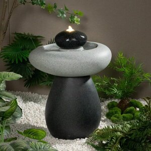 K[f  CeA u^  ̃IuWF EH[^[tH[t@Ee Puulye 24.02" H Outdoor Water Fountain Made with Eco-Friendly Recyclable Materials, Polyethylene Rock Waterfall Outdoor Fountain, Ga