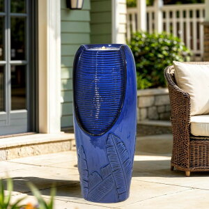 K[f  CeA u^  ̃IuWF EH[^[tH[t@Ee Ultym 33" Cearmic Outdoor Fountain, Large Tall Jar Water Feature with Lights, Soothing Trickling Waterfalls for Garden Patio Yard Ba