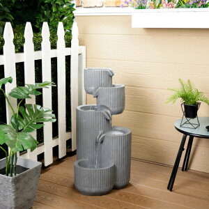 �K�[�f�� ���� �C���e���A���� �u���^ ���� ��̃I�u�W�F �E�H�[�^�[�t�H�[���t�@�E���e�� Alpine Corporation WIN1706 32 Outdoor Floor 5-Tier Fluted Pots Fountain with LED Lights ? Tiered Garden Water Feature for Patio, Yar