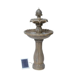K[f  CeA u^  ̃IuWF EH[^[tH[t@Ee XBrand 44" H Fiberglass/Resin 2-Tier Outdoor Water Fountain with Solar Panel & Auto-Shut Off Pump, Tall Garden Birdbath Fountain y