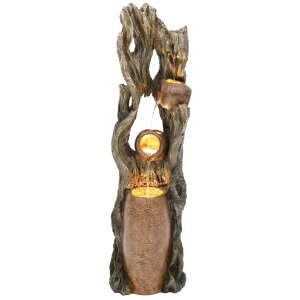 K[f  CeA u^  ̃IuWF EH[^[tH[t@Ee Ultym 42.7" Tree Trunk Outdoor Fountain, Oversized 4-Tier Resin Terracotta Jars Water Feature with LED Lights, Soothing Rainforest W