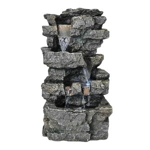 卓上 噴水 滝のオブジェ テーブルトップファウンテン インテリア噴水 Tabletop Rock Waterfall Fountain with Led Lights - Indoor Decorative Desk Water Fountain, Multi-Tier Design, Quiet and Soothing, 6.29" l x 4.33" w x 11.02" h 【