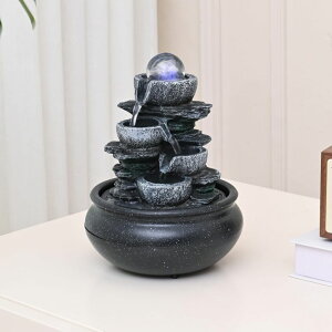   ̃IuWF e[ugbvt@Ee CeA Tabletop Fountain Indoor Waterfall Meditation Fountain,Desktop Water Feature with LED Light for Home Office Bedroom Relaxation (26002) ysAiz