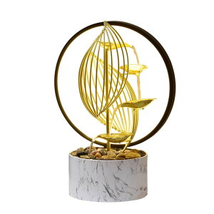   ̃IuWF e[ugbvt@Ee CeA QINGYINGGE Gold Tabletop Indoor Relaxation Water Fountain, Medium Metal Fountains with LED Lights Zen Meditation Fountains. ysAiz