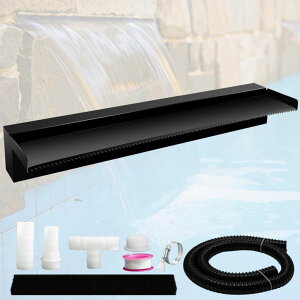   ̃IuWF e[ugbvt@Ee CeA Pamopamo Pond Waterfall Spillway Pool Fountain Water Feature, Black Stainless Steel Outdoor Fountains, Swimming Pool Water Flow Waterfalls Kit for Garden Patio P