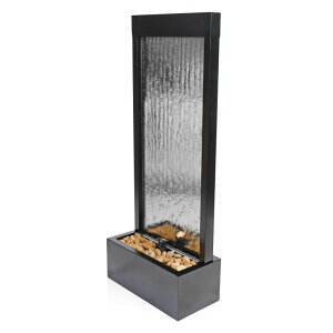 ��� ���� ��̃I�u�W�F �e�[�u���g�b�v�t�@�E���e�� �C���e���A���� Alpine Corporation - Mirror Waterfall Fountain with Stones & Lights - Zen Indoor/Outdoor Decor for Office, Living Room, Patio, Entryway - 48 Inches (Silver) �y