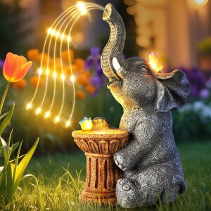 K[fCgLED\[[Cg \[[p[ Garden Decor Watering Elephant Statues, Housewarming, Birthday Gifts for Women Mom Grandma, Garden Sculptures- Outdoor Statue Solar Lights Ornament for Yard Patio Balcony ysA