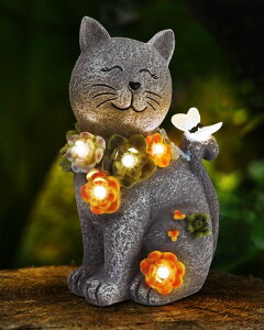 ガーデンライトLEDソーラーライト ソーラーパワー Vuees Solar Garden Statues Outdoor Decor, 6 LED Cat Flowers Butterfly Figurine Lights, Waterproof for Balcony Patio Porch Lawn Yard Ornament Art - Gift Ideas for Housewarming Gardening 【