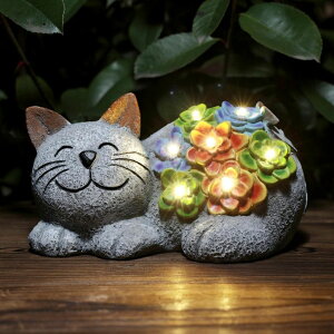 K[fCgLED\[[Cg \[[p[ Otdair Solar Garden Decor Cat, Cat Lover Gifts with Succulent and 7 LED Lights for Outside,Outdoor Solar Lights for Yard, Garden and Patio, Unique Gift for Women ysAiz