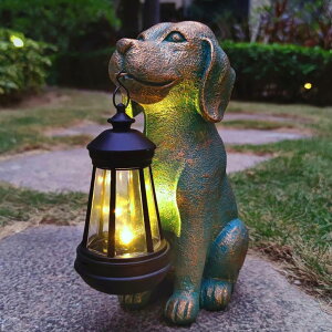 ガーデンライトLEDソーラーライト ソーラーパワー RCTTICUU Dog Garden Statue Outdoor D?cor with Solar Lights Lantern,Dog Solar Light Figurines Outside Decorations for Yard,Lawn ,Patio, Balcony, Unique Housewarming Gifts 【並行輸入