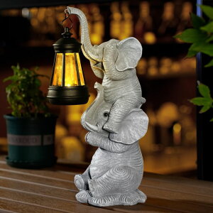 K[fCgLED\[[Cg \[[p[ Solar Elephant Garden Statue with LED Lights - Waterproof Outdoor Decor for Patio, Yard, Balcony - Unique Elephant Gifts for Women, Mom, Grandma - Birthday, Motherfs Day, Housewarming 