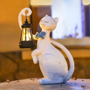 �K�[�f�����C�gLED�\�[���[���C�g �\�[���[�p���[ WHIMSYNOOK 10.7 White Cat Solar Garden Light Statue ? Outdoor Garden & Yard Decor, LED Lantern, Gift for Cat Lovers �y���s�A���i�z