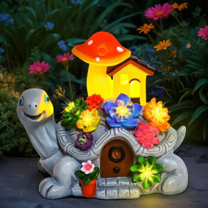 K[fCgLED\[[Cg \[[p[ Cikoube Solar Garden Turtle Statues with Succulentss and 7 LED Lights, Outdoor Garden Decor Turtle Figurine for Yard Lawn Patio Balcony Porch, Unique Birthday Gifts Housewarming for Mo y