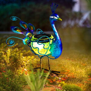 K[fCgLED\[[Cg \[[p[ HONGLAND Solar Peacock Statue Light, Solar Animal LED Lights Outdoor, Solar Power Figurine Waterproof Metal Peacock Yard Art for Pathway Patio Backyard Decoration Lawn Ornaments, Peaco y