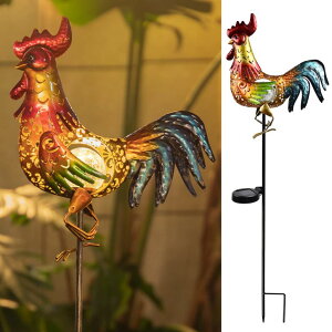 �K�[�f�����C�gLED�\�[���[���C�g �\�[���[�p���[ Tryme Rooster Solar Lights Outdoor Decorative Garden Statue Gifts for Chicken Lovers Women Mother Metal Yard Art for Lawn �y���s�A���i�z