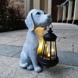 �K�[�f�����C�gLED�\�[���[���C�g �\�[���[�p���[ Dog Solar Garden Statues,Resin Dog Figurine Decorations with Solar Lights Lantern, Outdoor Decor Art for Lawn,Yard,Unique Housewarming Gift for Garden Home �y���s�A���i�z