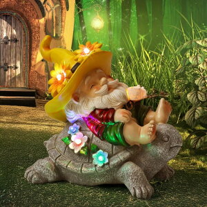 K[fCgLED\[[Cg \[[p[ Ninad Solar Turtles for Outdoors Statues with Color Changes LED Light Garden Figurines Decor Resin Gnomes Decorations Waterproof Lawn Ornaments Sculpture Yard for Patio Lovers and Pati y