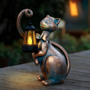 �K�[�f�����C�gLED�\�[���[���C�g �\�[���[�p���[ WHIMSYNOOK 10.7 Bronze Cat Solar Garden Statue Light ? Cute Kitty Design, Bronze Finish, Solar-Powered LED, Outdoor Yard & Lawn D?cor, for Cat Lovers, Mom, and Garden Enthusiasts �y���s