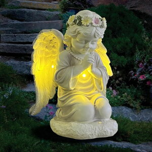 �K�[�f�����C�gLED�\�[���[���C�g �\�[���[�p���[ Solar Garden Outdoor Angel Statues - Outdoor Angel Sculptures Garden Decorations with Waterproof Led Lights for Patio, Balcony, Yard, Lawn Ornament - Unique Decor Gifts for Mom Grandma �y