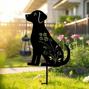 �K�[�f�����C�gLED�\�[���[���C�g �\�[���[�p���[ Bshine Dog Solar Light Outdoor Garden Decoration, Waterproof Metal Stake Black Outdoor Statue Lantern, Lawn Ornaments for Yard, Path, Patio, Sculpture Black Dog Gift Halloween Decor Ho �y
