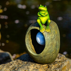 �K�[�f�����C�gLED�\�[���[���C�g �\�[���[�p���[ WHIMSYNOOK 9.1 Resin Perched Frog Solar LED Garden Statue Light, Ideal for Porch, Lawn, Yard, Housewarming, or Birthday Gifts for Mom, Family, and Froggy Lovers �y���s�A���i�z