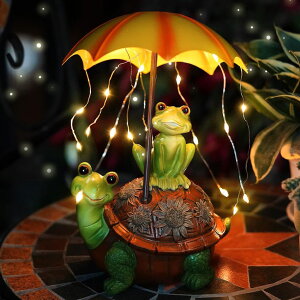 ガーデンライトLEDソーラーライト ソーラーパワー MoonWinks Solar Frog Garden Decor, Turtle Garden Statue Light Frogs Umbrella Solar-Powered Figurines 24 LED Lights for Garden, Patio, Lawn, Balcony, Outdoor Decoration 【並行輸入品