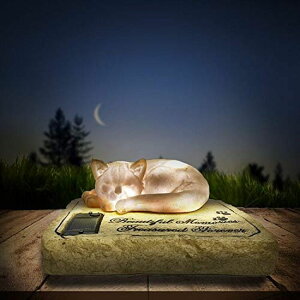 K[fCgLED\[[Cg \[[p[ Carchistan Solar Light Cat Memorial Garden Stones with A Sleeping Kitty Statue - Auto Glow at Night Resin Grave Markers Headstones for Cat Sympathy Memorial Gifts Loss Gifts Outdoors, y