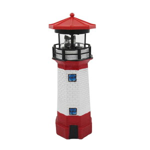 K[fCgLED\[[Cg \[[p[ NINEFOX Solar Lighthouse Outdoor Solar Rotating LED Lighthouse Light Waterproof Lighthouse Statue Decorative LED Rotating Lamp for Garden Landscape Outside Yard(Red) ysAiz