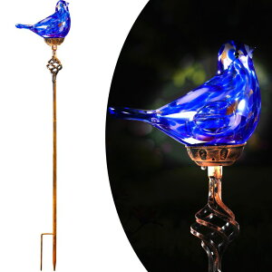 �K�[�f�����C�gLED�\�[���[���C�g �\�[���[�p���[ Naboher Decorative Solar Lights, Outdoor Solar Bird Stake Lights, Hand Blown Glass Decorative Garden Pathway Lights Outdoor Waterproof Glass Stakes (Dark Blue) �y���s�A���i�z