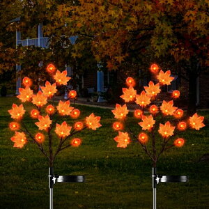 K[fCgLED\[[Cg \[[p[ 2 Pack Solar Outdoor Lights, Fall Decor Thanksgiving Decorations Outdoor Solar Lights with 3D Maple Pumpkin Lights, 8 Modes Fall Thanksgiving Lights Outdoor Solar Lights Waterproof for y