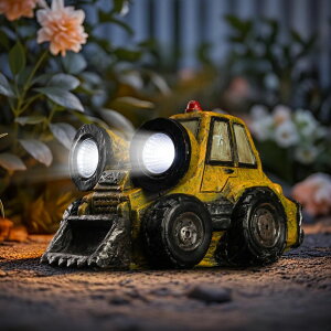 K[fCgLED\[[Cg \[[p[ Etlemonde Solar Garden Decor Outdoor Statue with LED Light Resin Sculpture Rustic Decoration for Lawn Patio Yard Housewarming and Birthday Gift for Kids Women Grandma(Vintage Bulldozer y